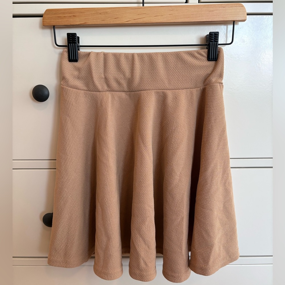 High Waisted Mini Tan Skirt